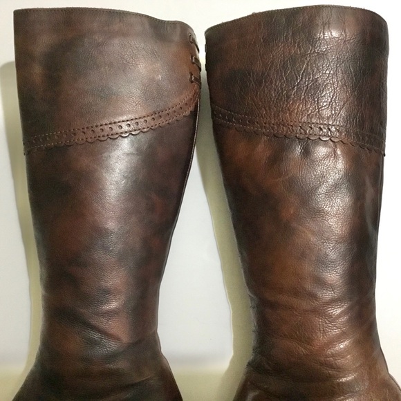 La CANADIENNE Tahra brown mottled leather knee high boots - Picture 3 of 16